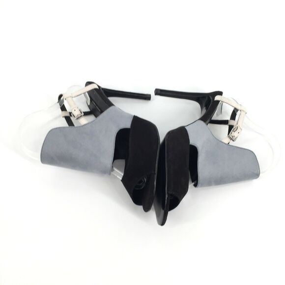 Zara Basic Two Tone Peep Toe High Heels 40 US 9 Blue Black Cuff Bootie Sandals - Picture 4 of 9
